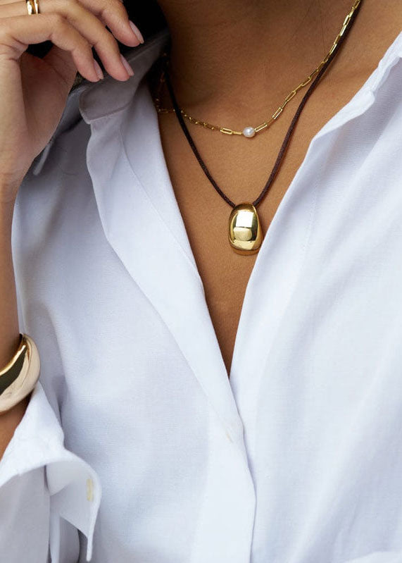 Orelia Gold Tapered Pendant Cord Necklace