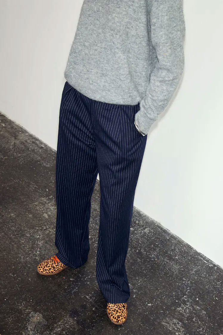 Never Fully Dressed Navy Pinstripe Arden Trousers