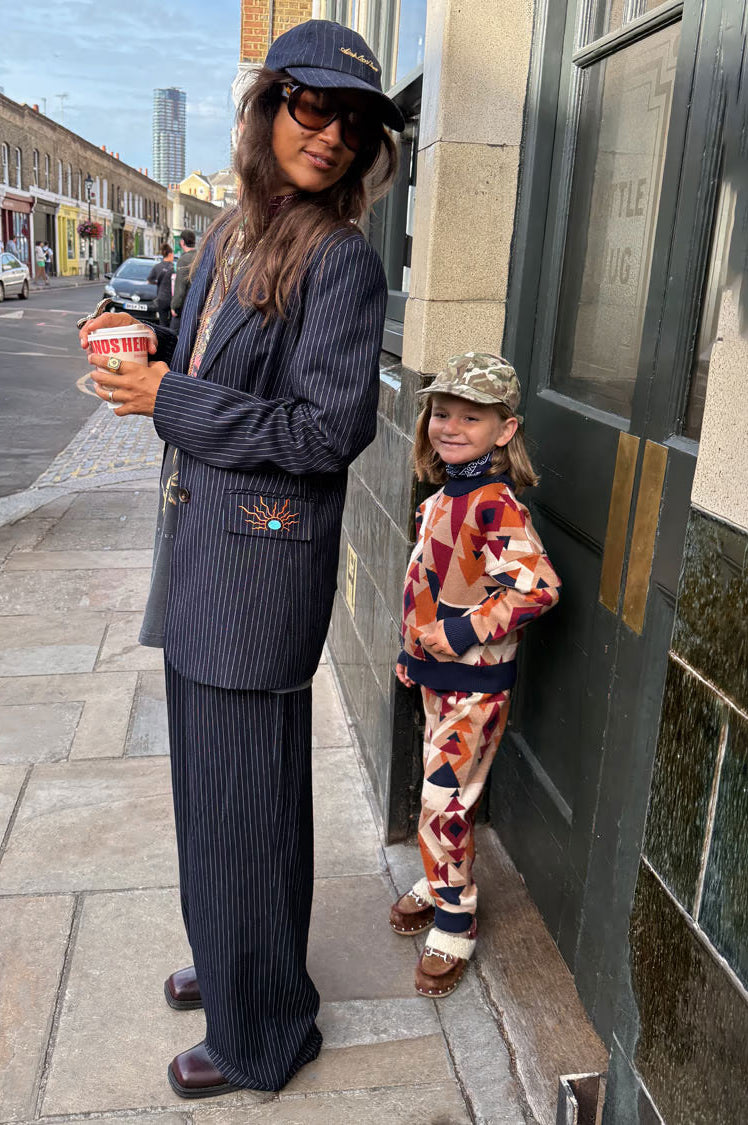 Never Fully Dressed Navy Pinstripe Arden Trousers