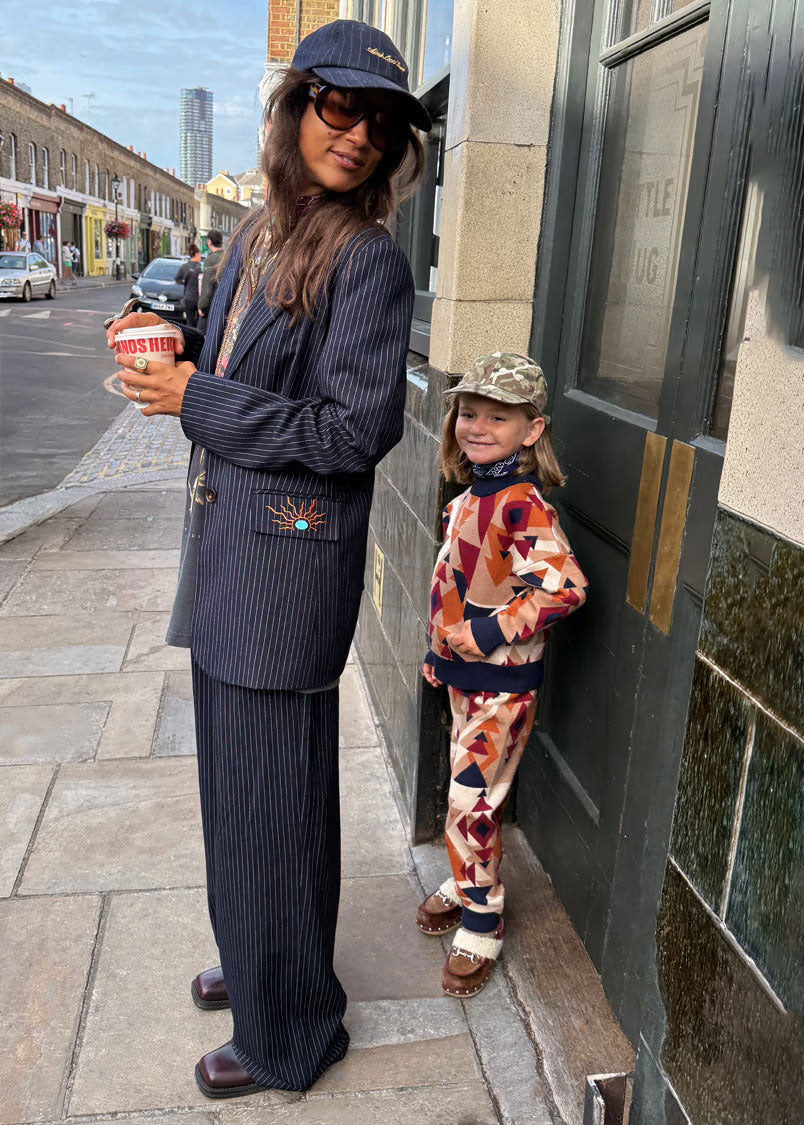 Never Fully Dressed Navy Pinstripe Arden Trousers