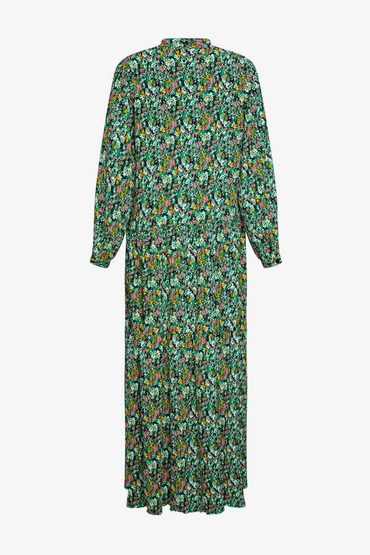 Noella - Paulina Long Dress - Green Blurry Flower