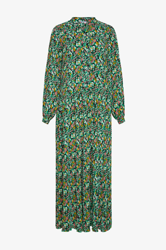 Noella - Paulina Long Dress - Green Blurry Flower