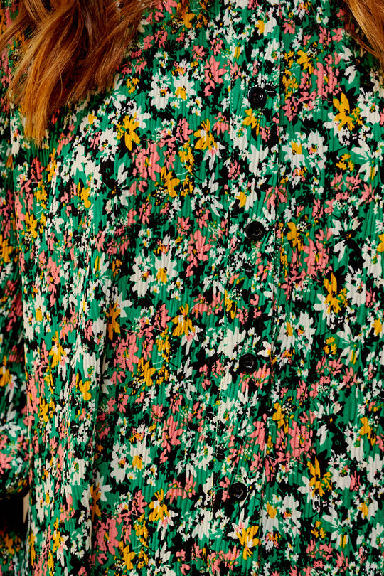 Noella - Paulina Long Dress - Green Blurry Flower