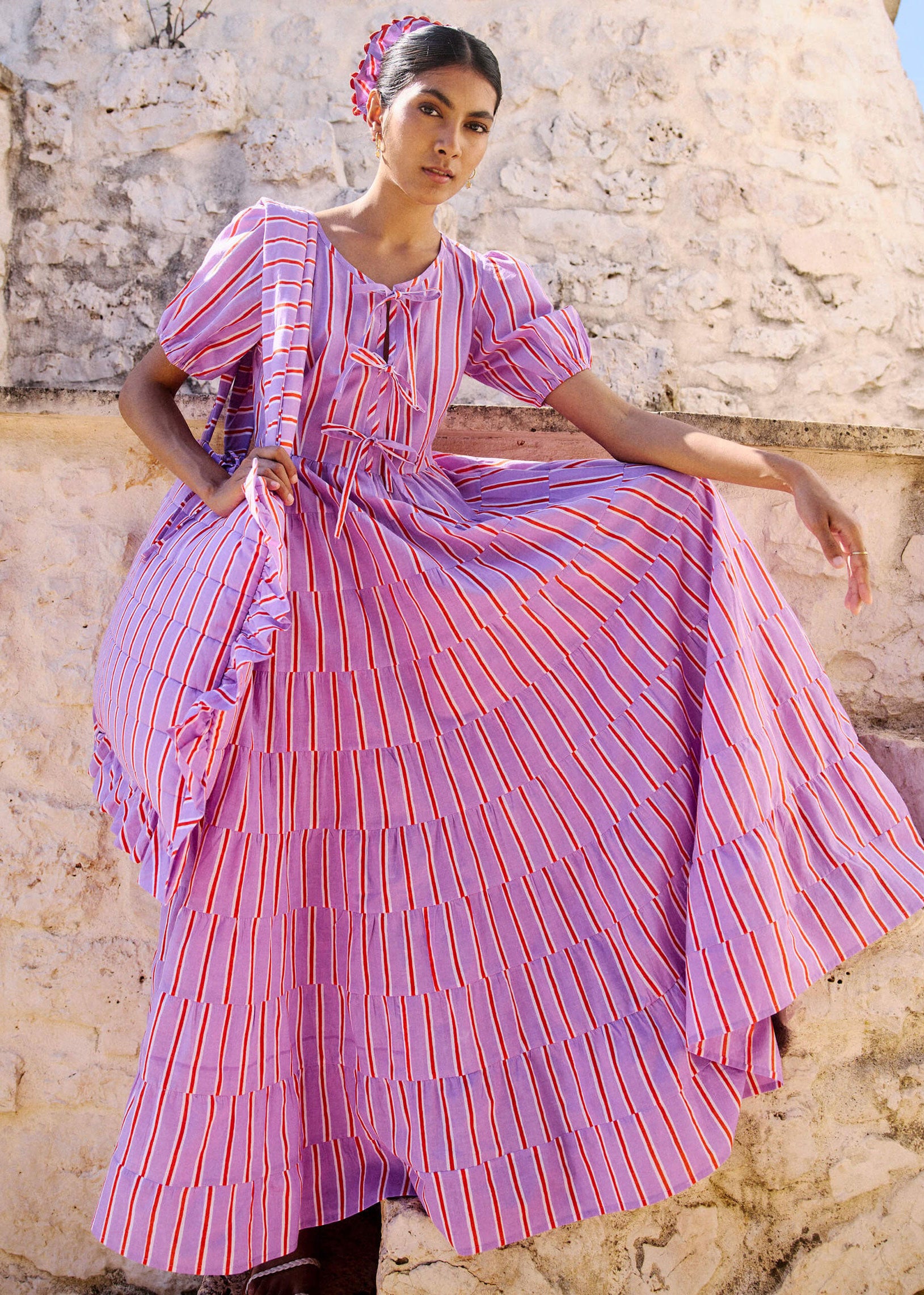 Pink City Prints Perfume Stripe Sydney Dress