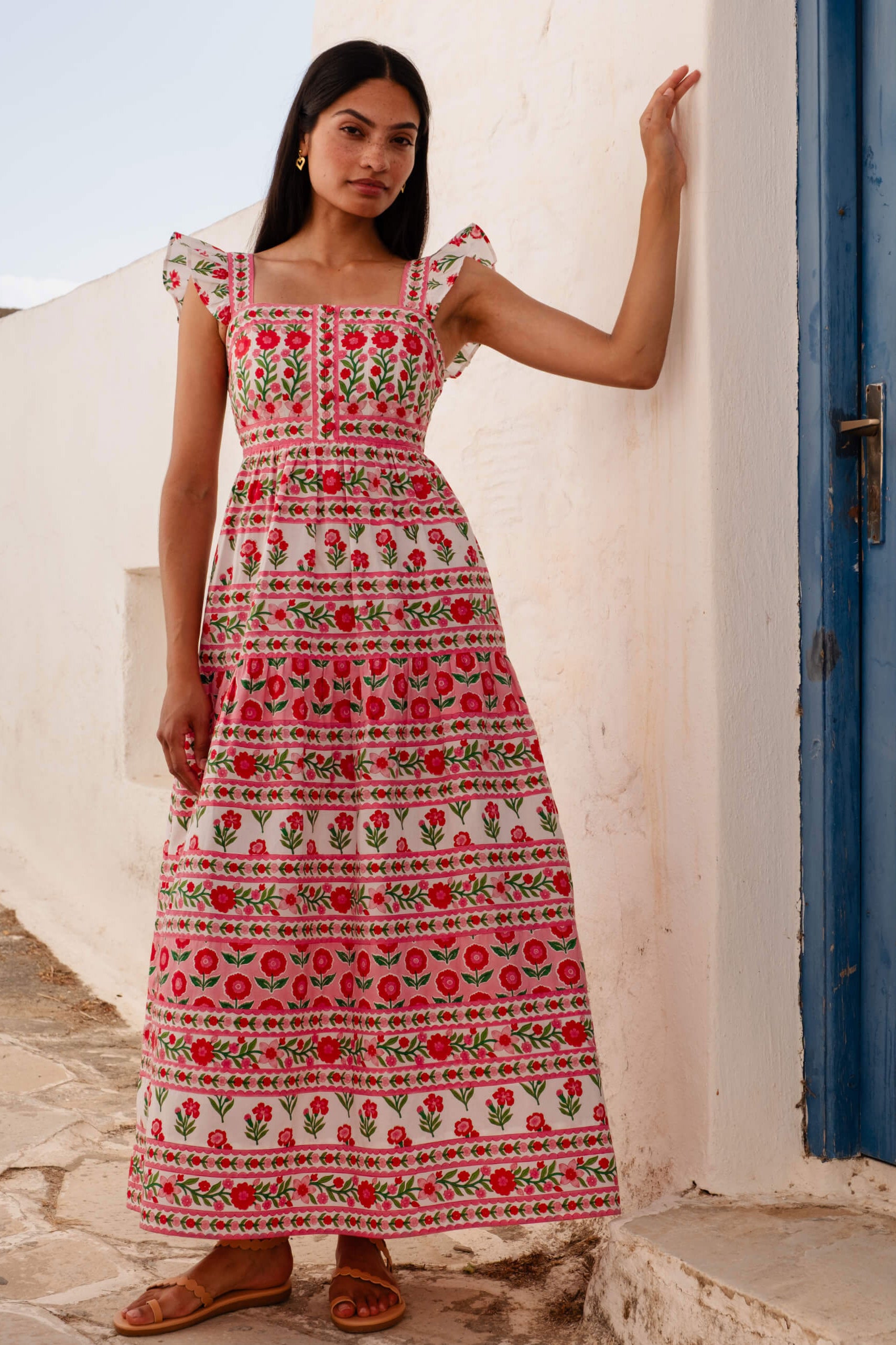 Pink City Prints Rose Folk Lucia Dress