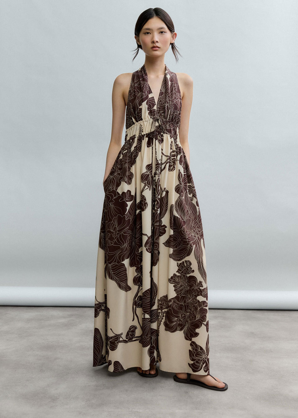 Psophía Orient Contour Plunge Halter Dress