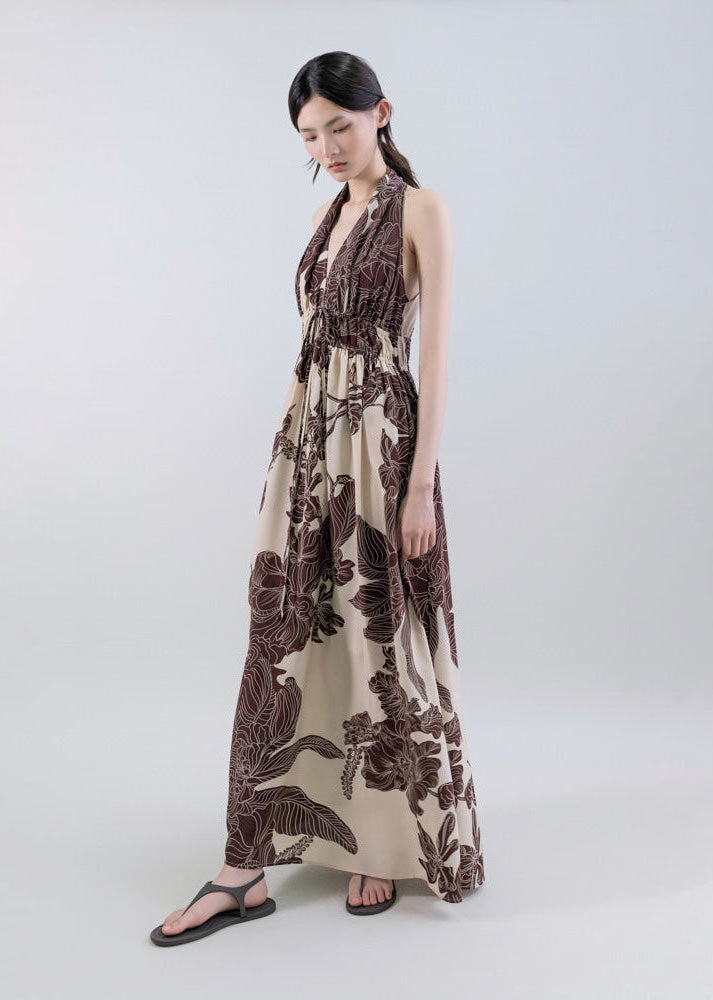 Psophía Orient Contour Plunge Halter Dress