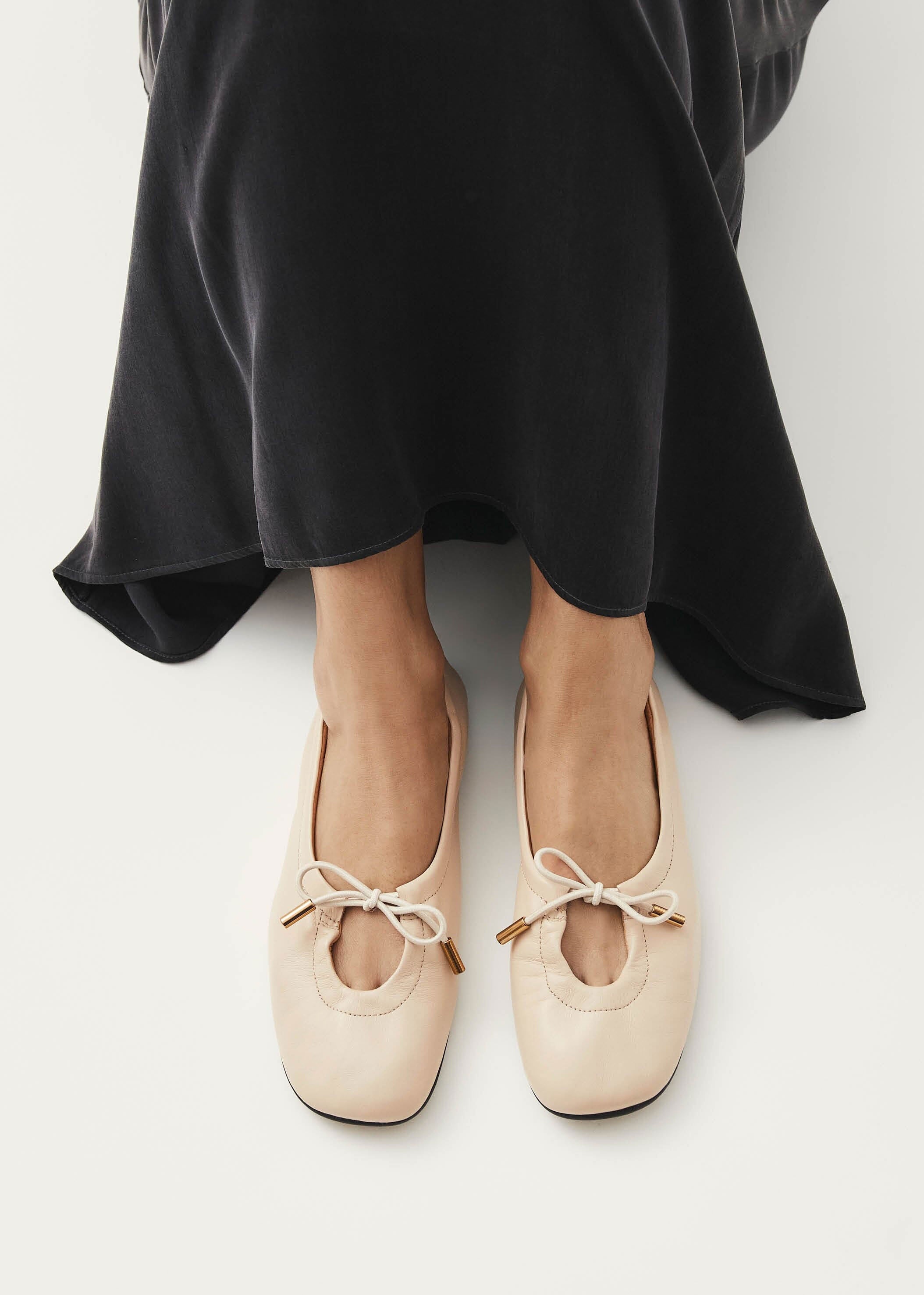 Alohas Rosalind Leather Ballet Flats - Cream