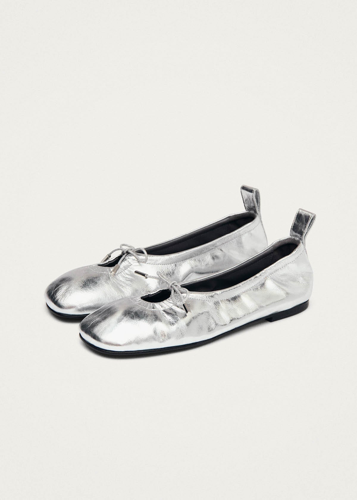 Alohas Rosalind Leather Ballet Flats - Silver