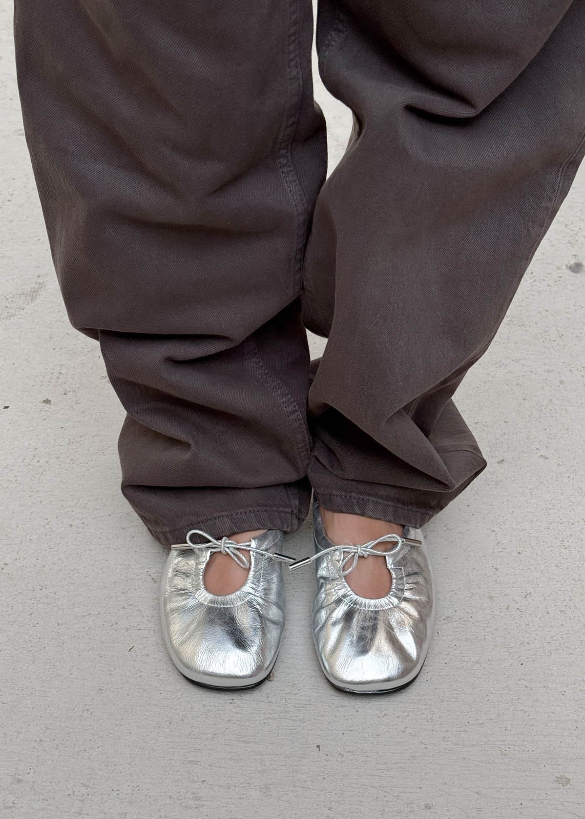 Alohas Rosalind Leather Ballet Flats - Silver