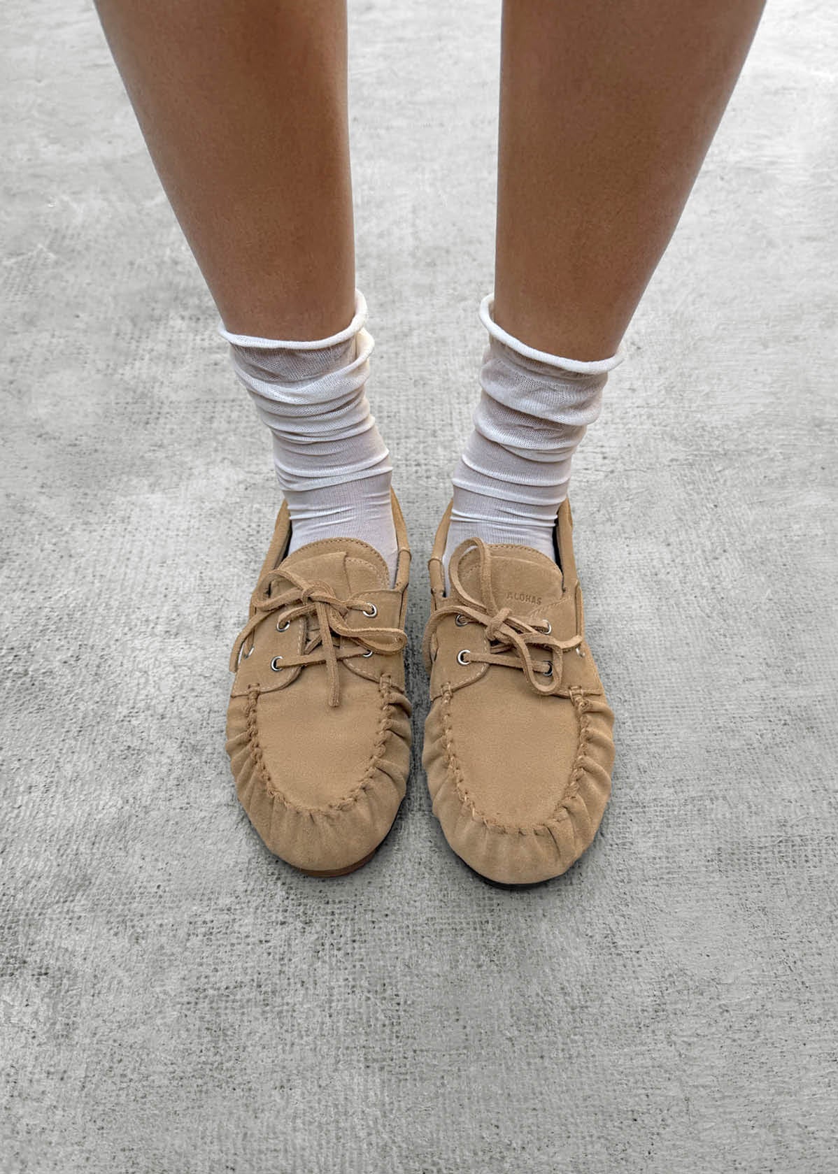 Alohas Rowan Suede Leather Loafers - Beige