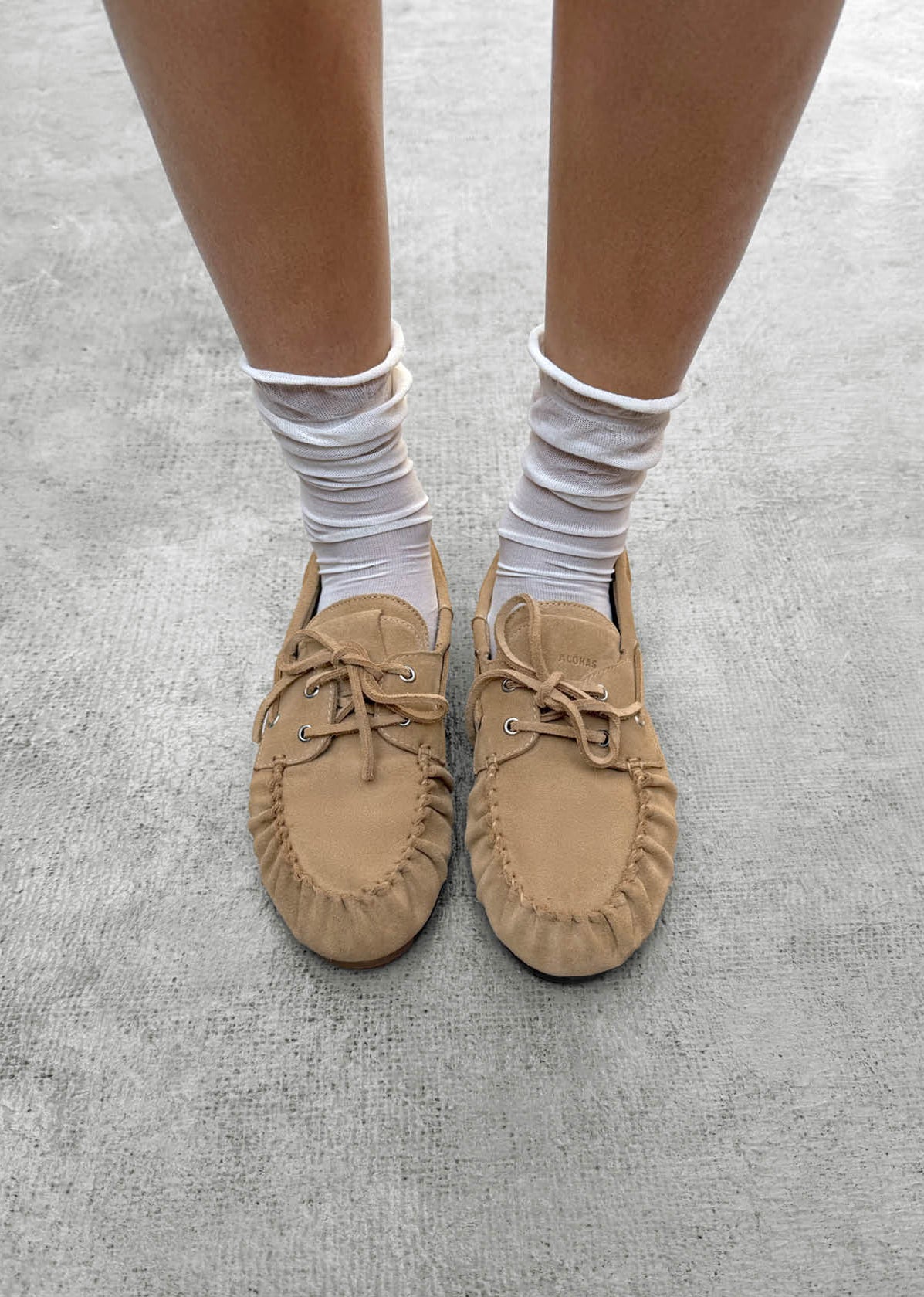 Alohas Rowan Suede Leather Loafers - Beige