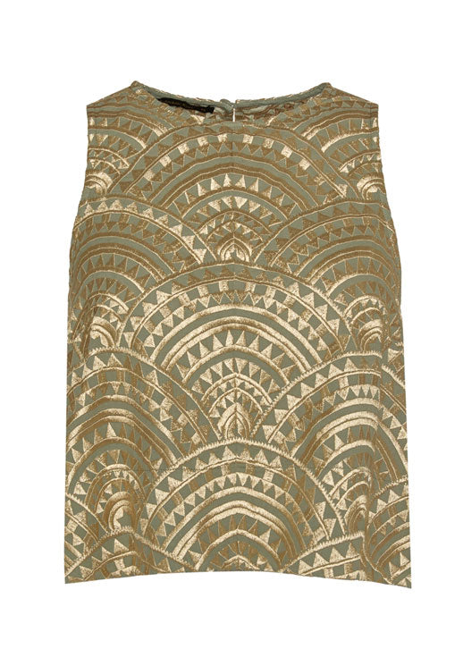 Greek Archaic Kori New Triangle Sleeveless Top - Sage/ Gold