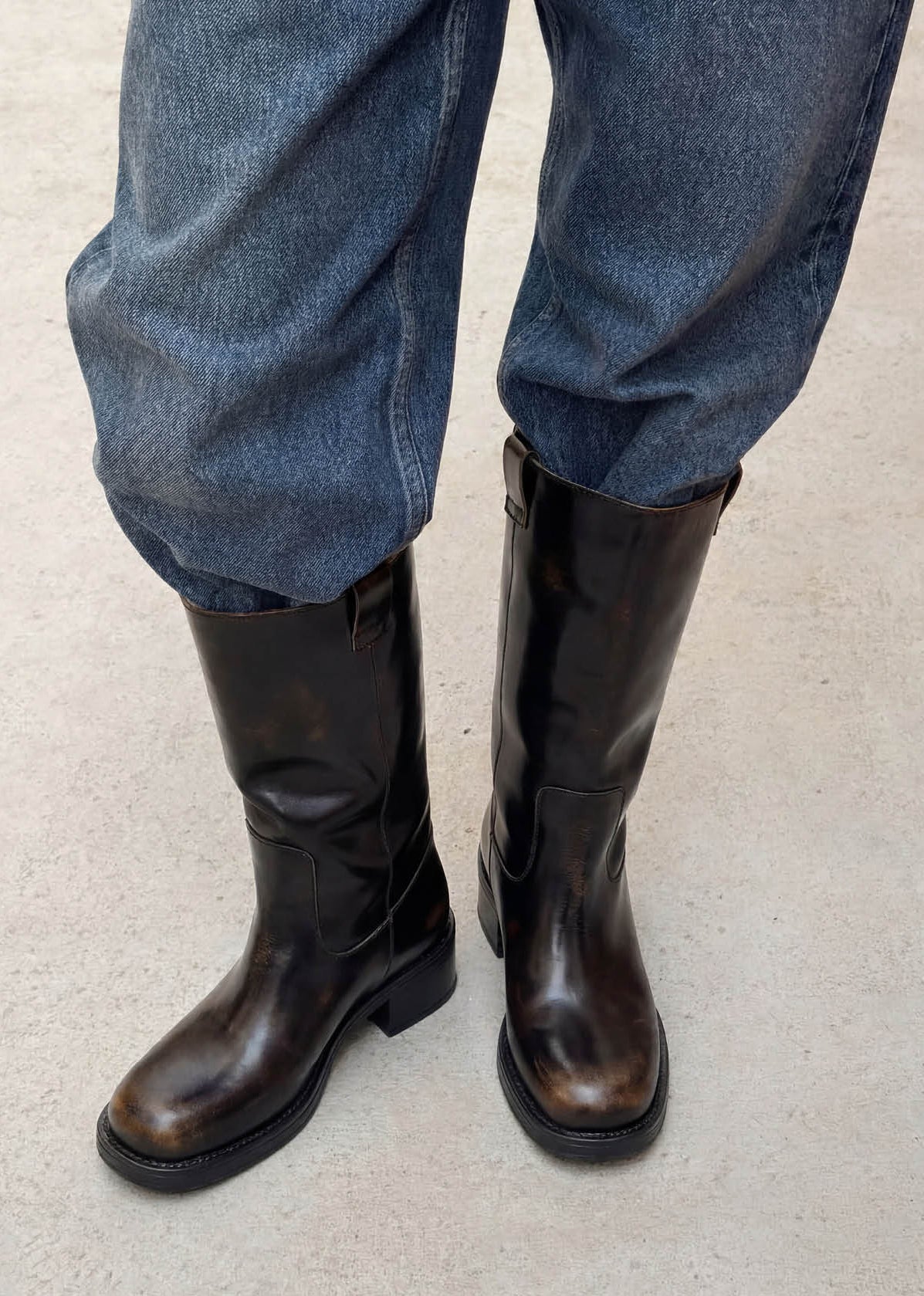 Alohas Sajan Vintage Effect Leather Boots - Brown