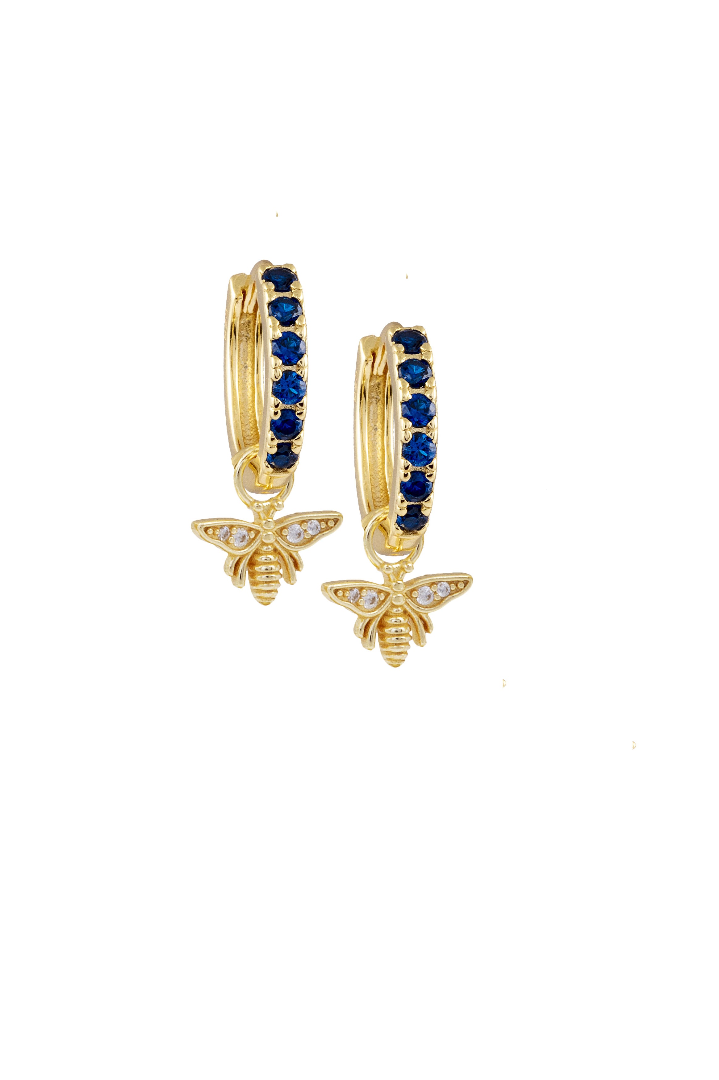 Atelier18 Sapphire Midi Hoops with Bumble Bees