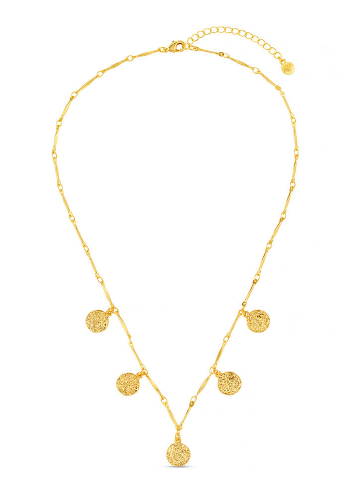 Orelia Mini Molten Coin Charm Necklace