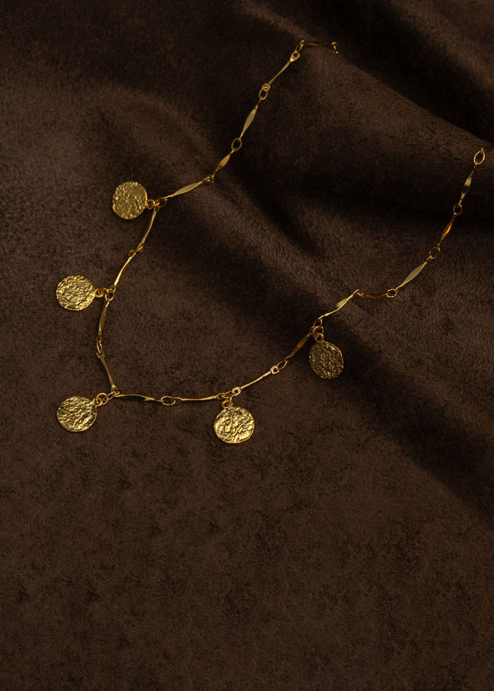 Orelia Mini Molten Coin Charm Necklace