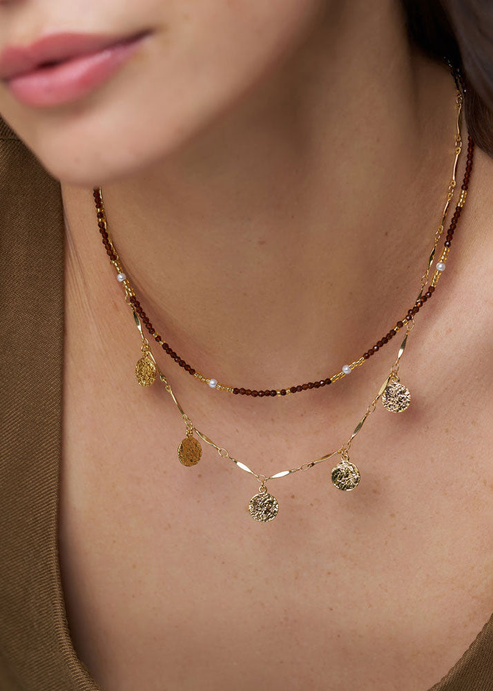 Orelia Mini Molten Coin Charm Necklace
