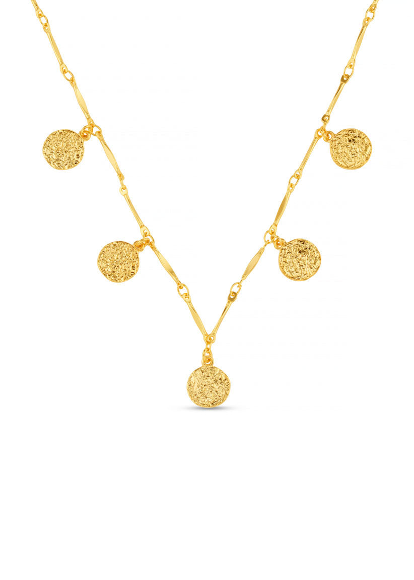 Orelia Mini Molten Coin Charm Necklace
