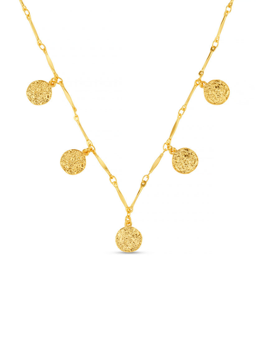 Orelia Mini Molten Coin Charm Necklace
