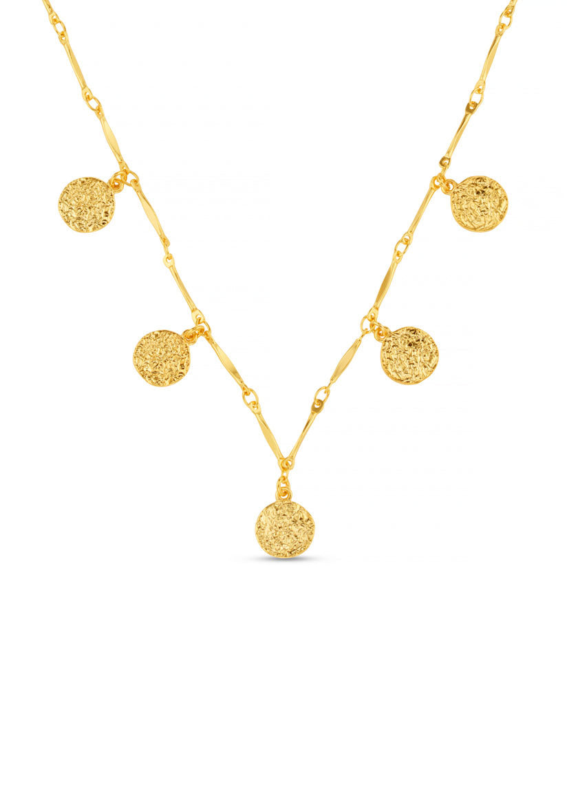 Orelia Mini Molten Coin Charm Necklace