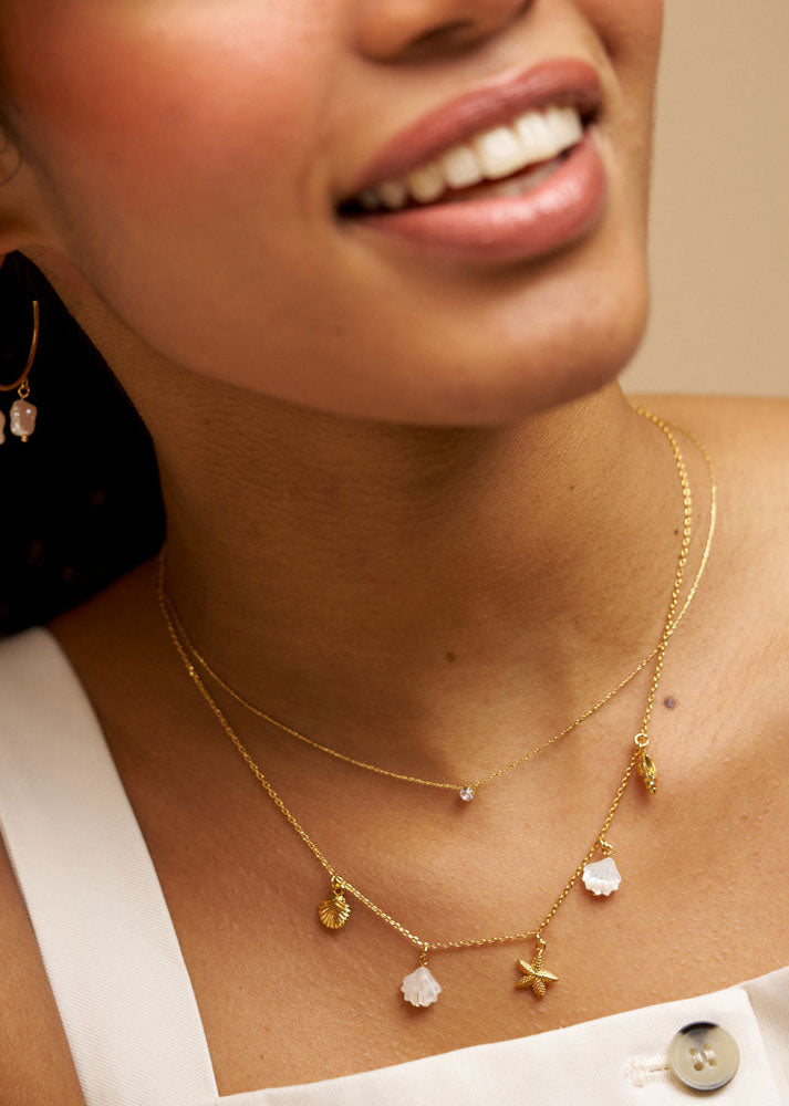Orelia Mixed Shell & Starfish Charm Necklace