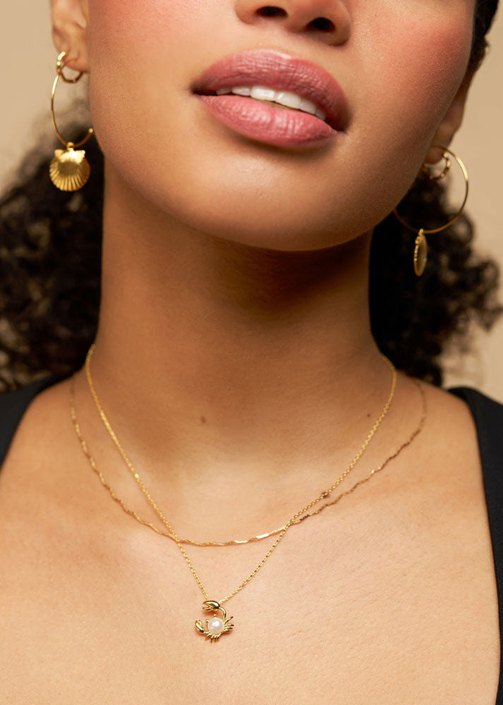 Orelia Pearl Crab Charm Necklace
