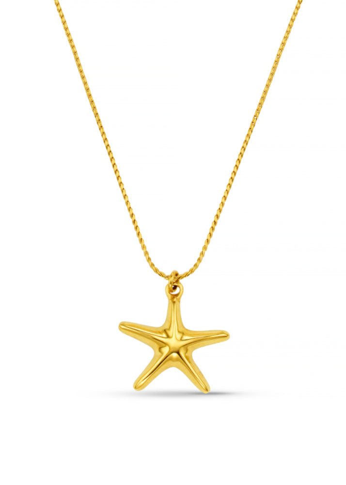Orelia Orelia LUXE starfish charm necklace in gold, fine chain with smooth starfish pendant