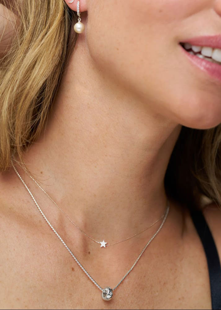 Orelia Starburst Thread Through Necklace - Silver