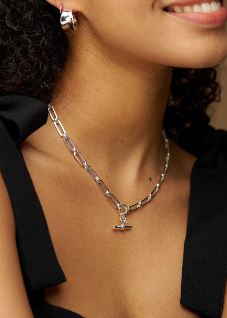 Orelia LUXE Linear Link T-Bar Necklace - Silver