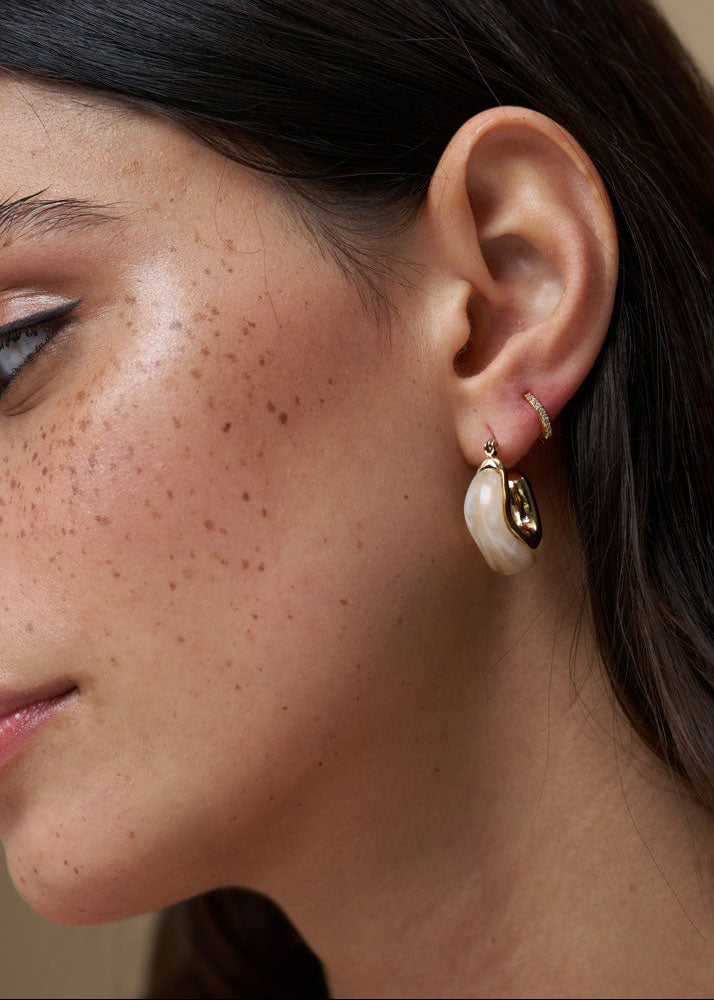 Orelia Marble Resin Hoop Earrings