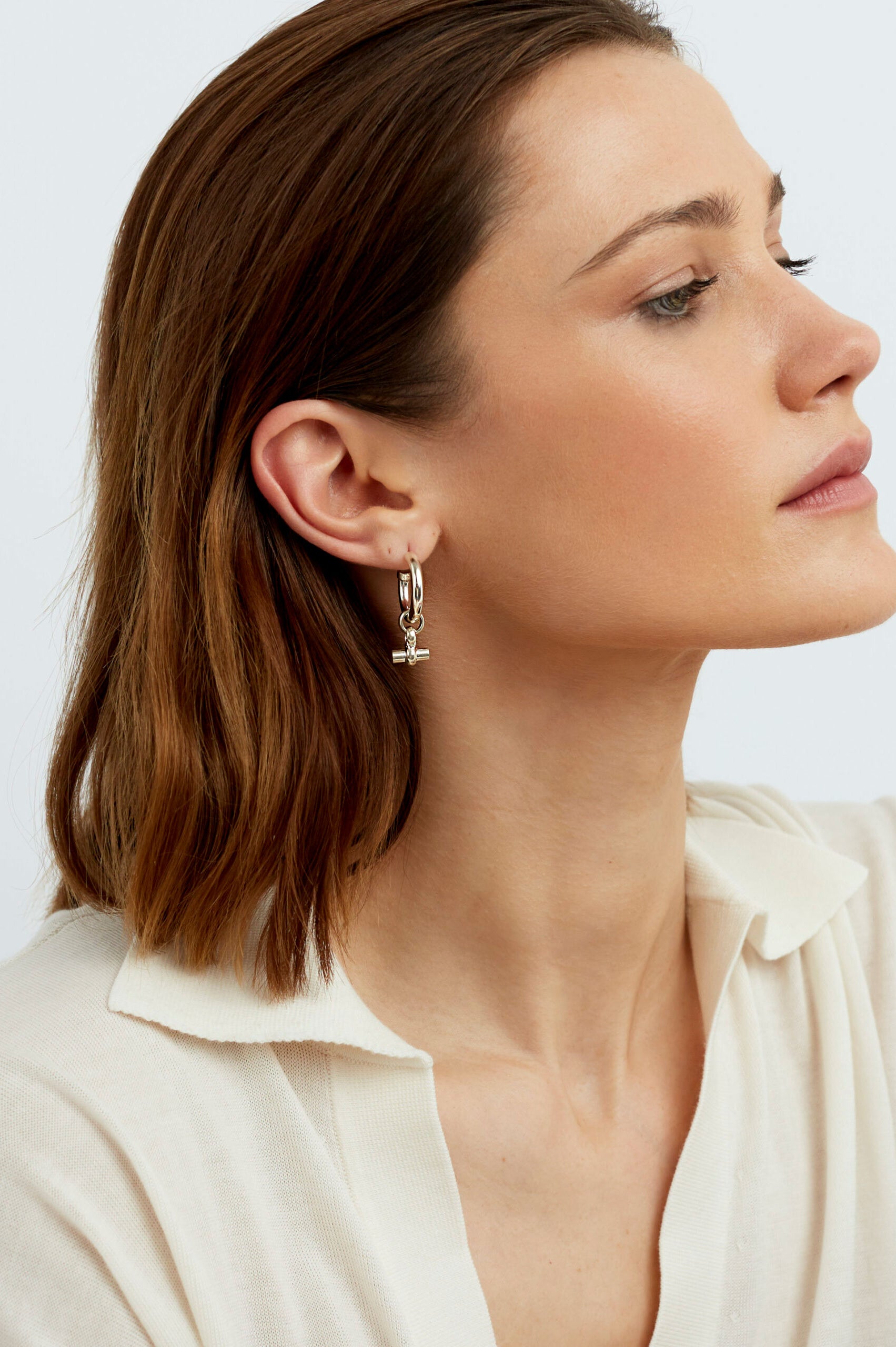 Tilly Sveaas Small Silver T-Bar Earrings