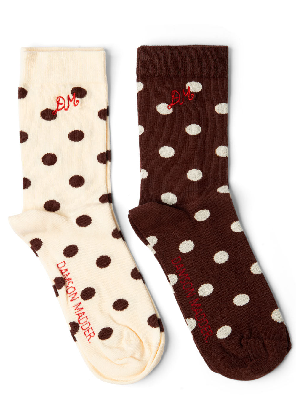Damson Madder 2 Pack Socks - Choc & Ecru Spot