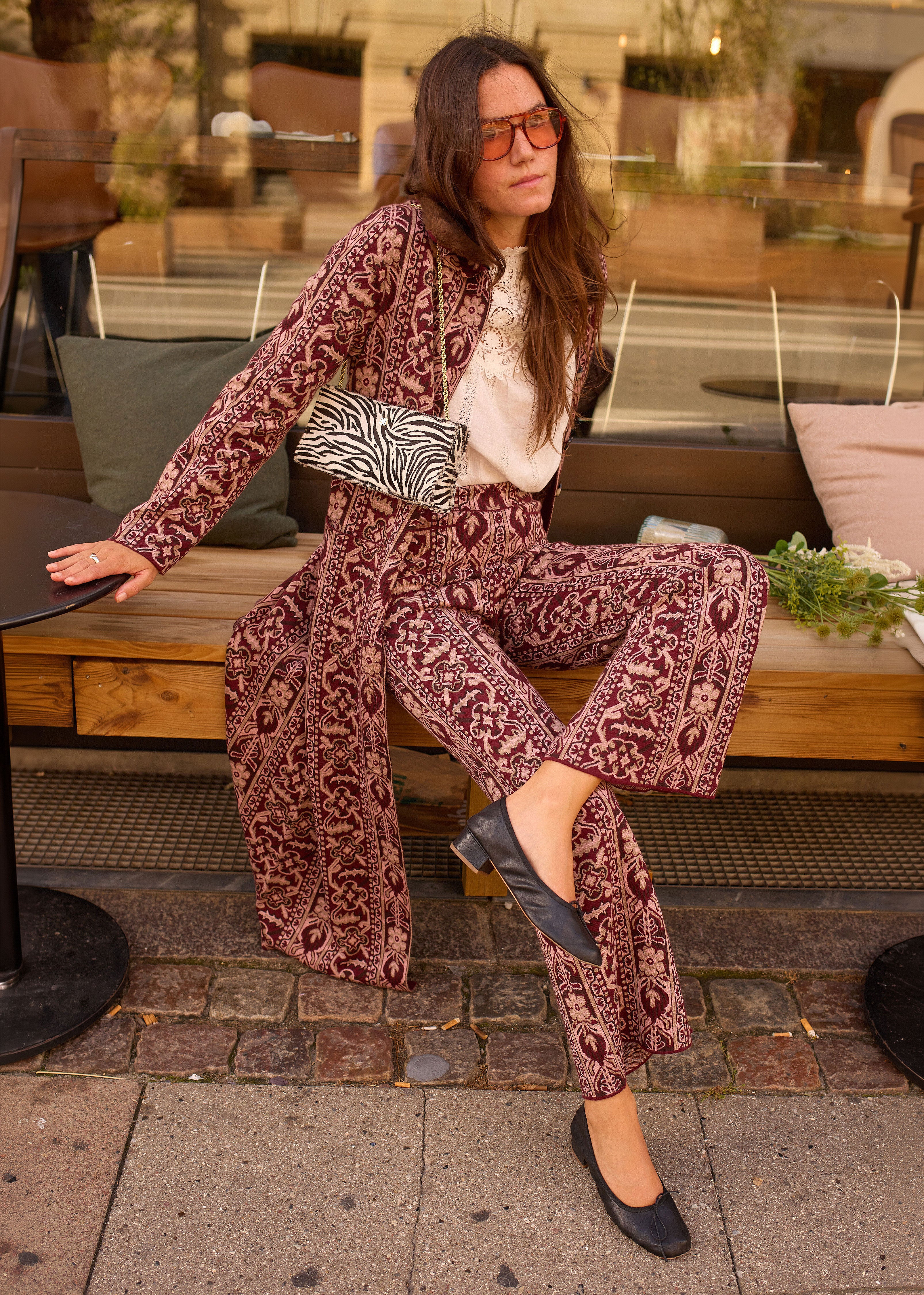 Rixo Ceara Trousers - Tapestry Bloom Bordeaux
