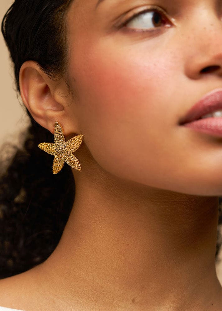 Orelia Textured Starfish Stud Earrings