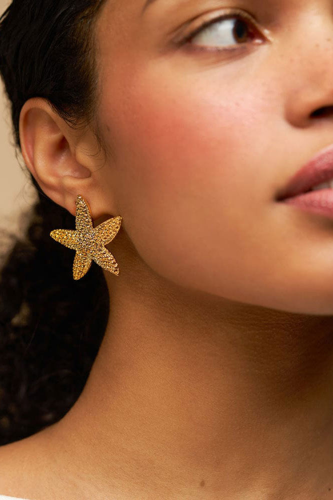 Orelia Textured Starfish Stud Earrings