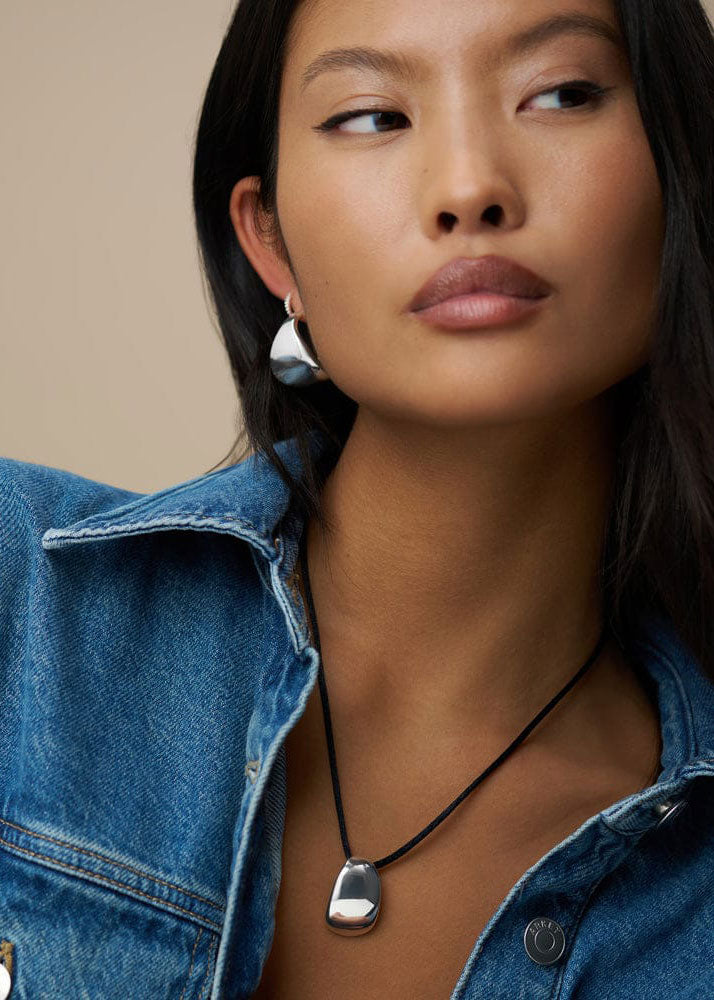 Orelia Statement Taper Metal Hoop Earrings - Silver