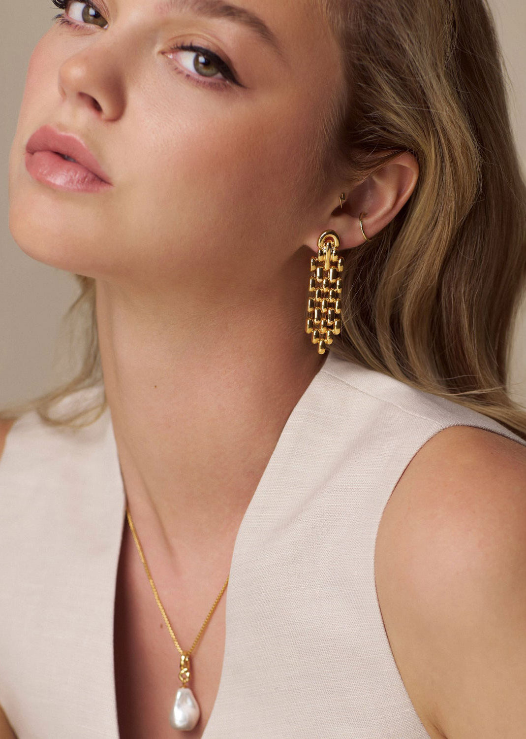 Orelia Statement Chain Link Drop Earrings
