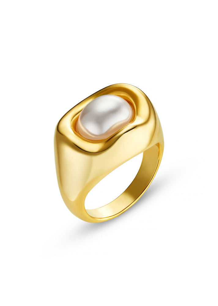 Orelia Statement Molten Pearl Ring
