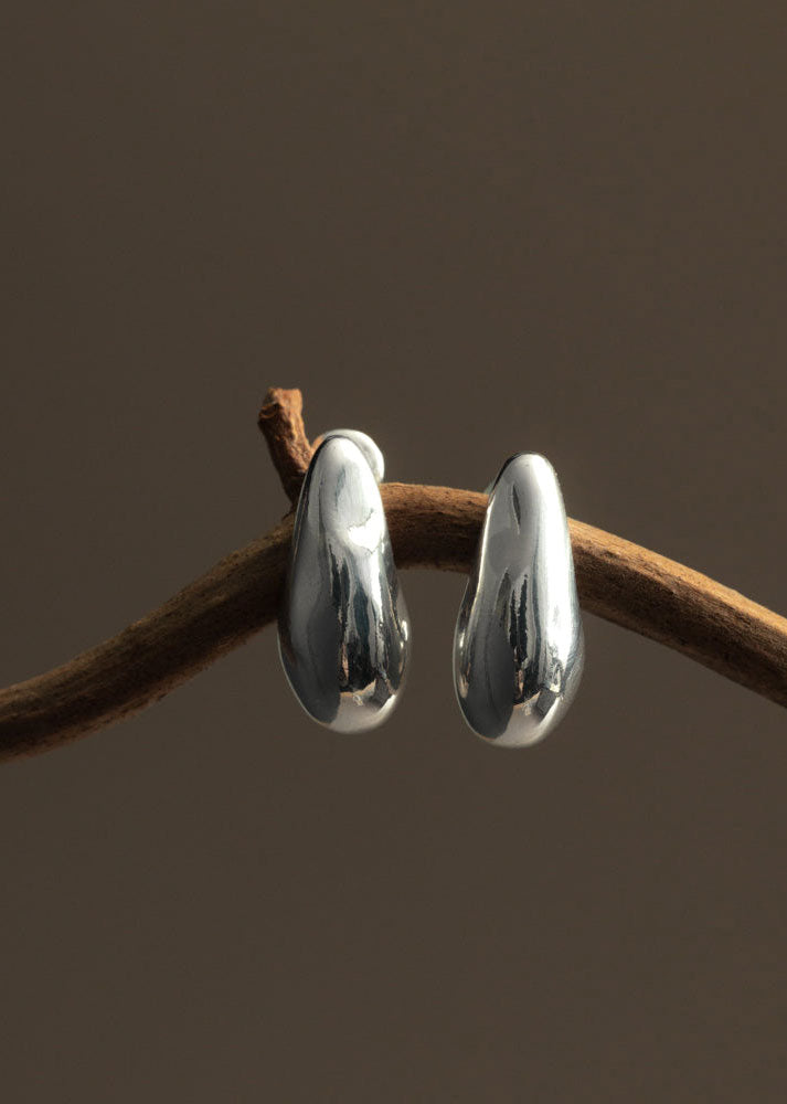 Orelia Organic Teardrop Stud Earrings - Silver