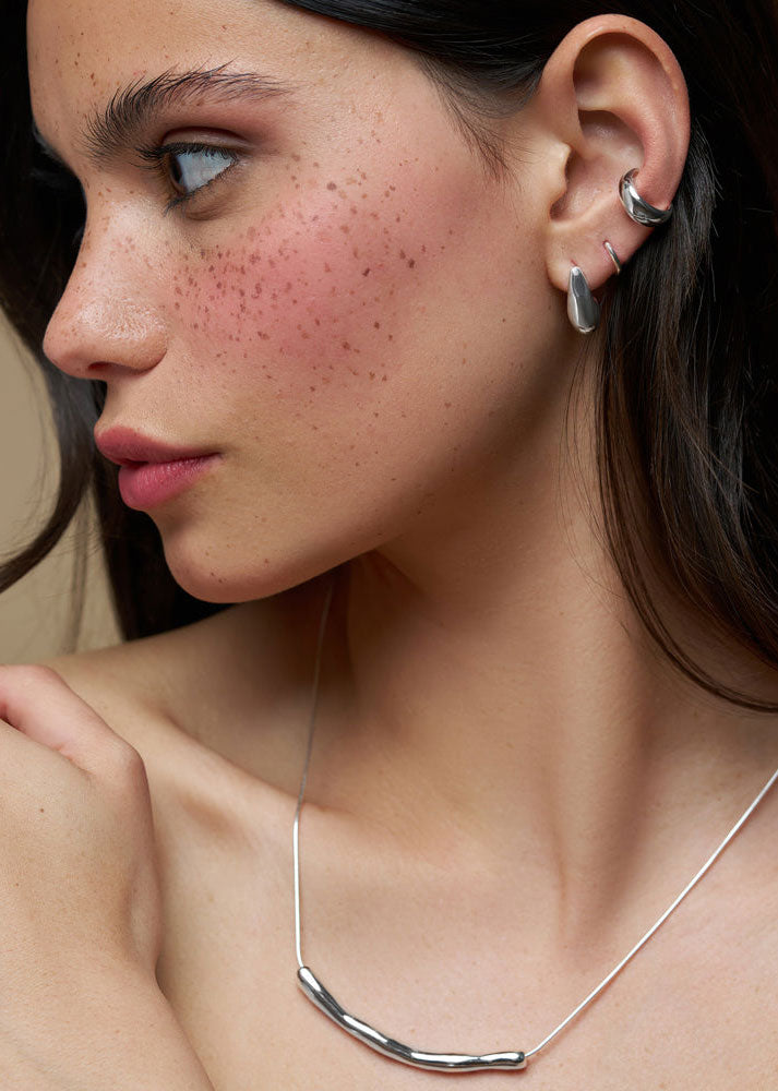 Orelia Organic Teardrop Stud Earrings - Silver