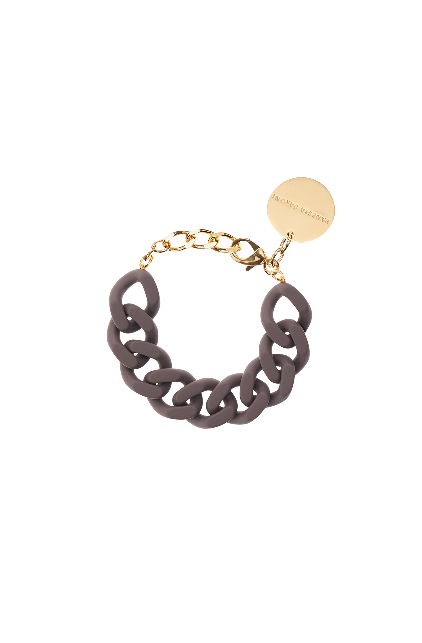 women's grey chuncky chain statement bracelet. As powerful as it is reserved. This bracelet is a companion for moments of all kinds. Opulent and feather-light acetate links nestle delicately around your wrist without you noticing. Made in Italy. Measurments: Length: 20 to 22 cm (adjustable) Width: approx. 2 cm Weight: approx. 30 g - very light and hardly noticeable when worn!
