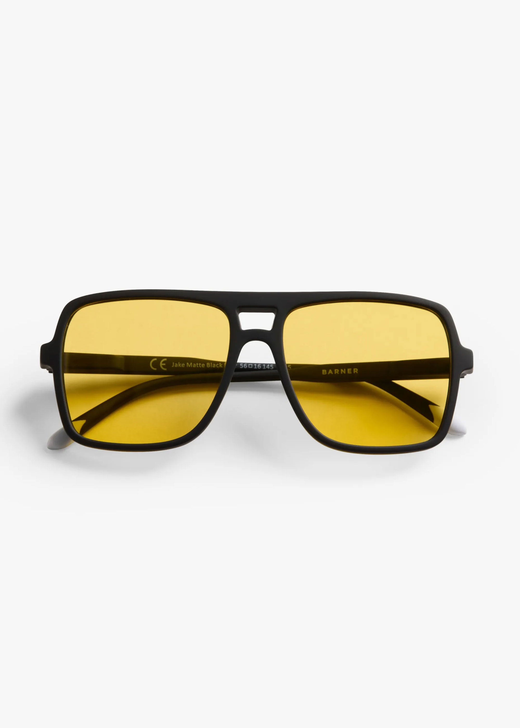 Barner Jake Matte Amber Sunglasses - Black Noir