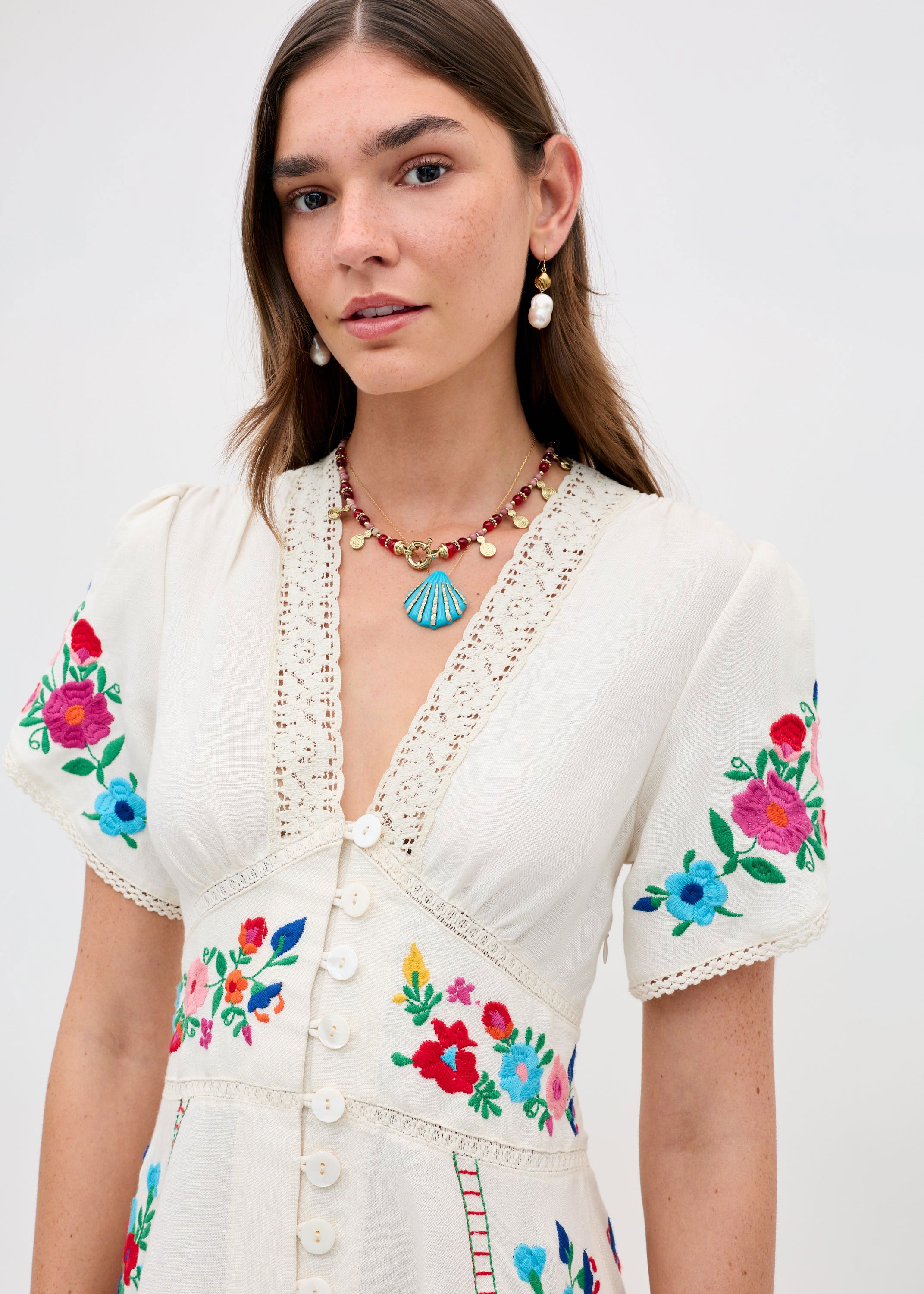 Rixo Novara Embroidered Midi Dress