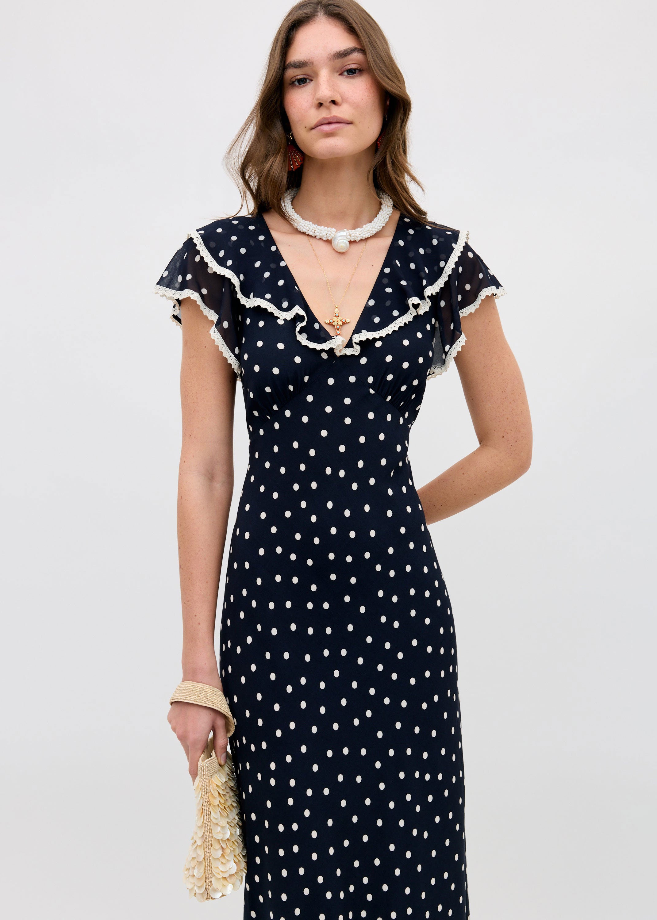Rixo Bethea Midi Dress - Layla Dot Navy
