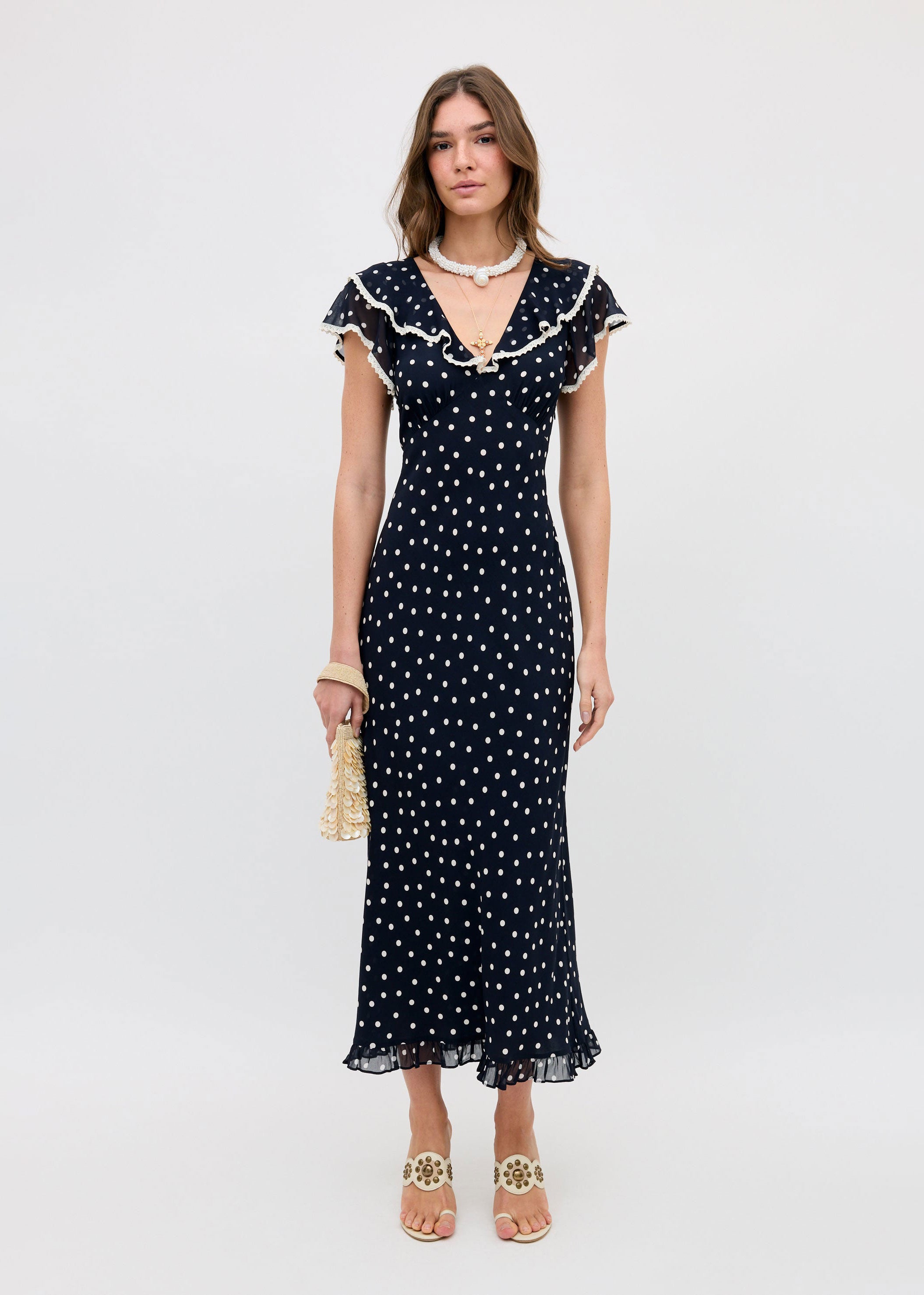 Rixo Bethea Midi Dress - Layla Dot Navy