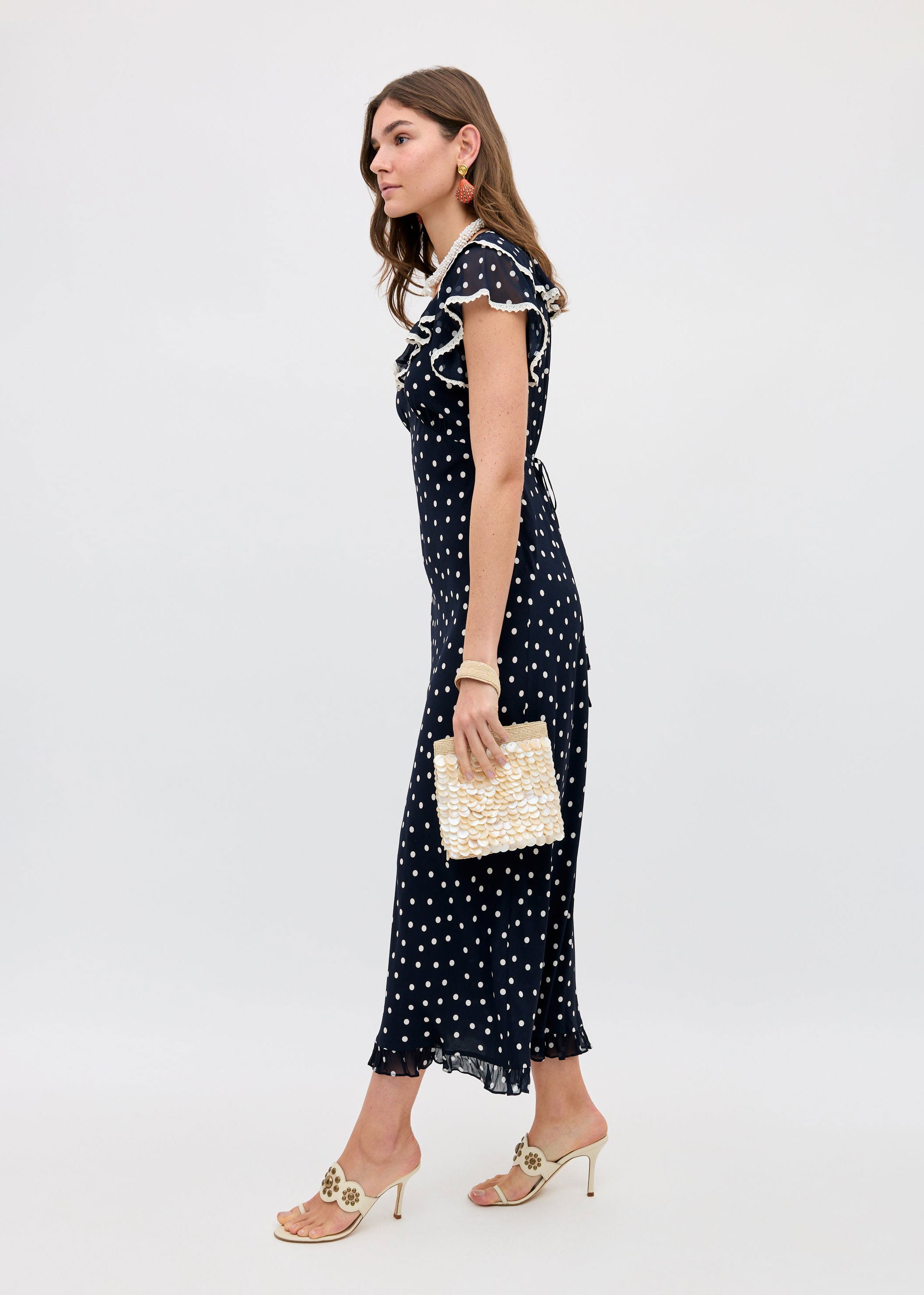 Rixo Bethea Midi Dress - Layla Dot Navy