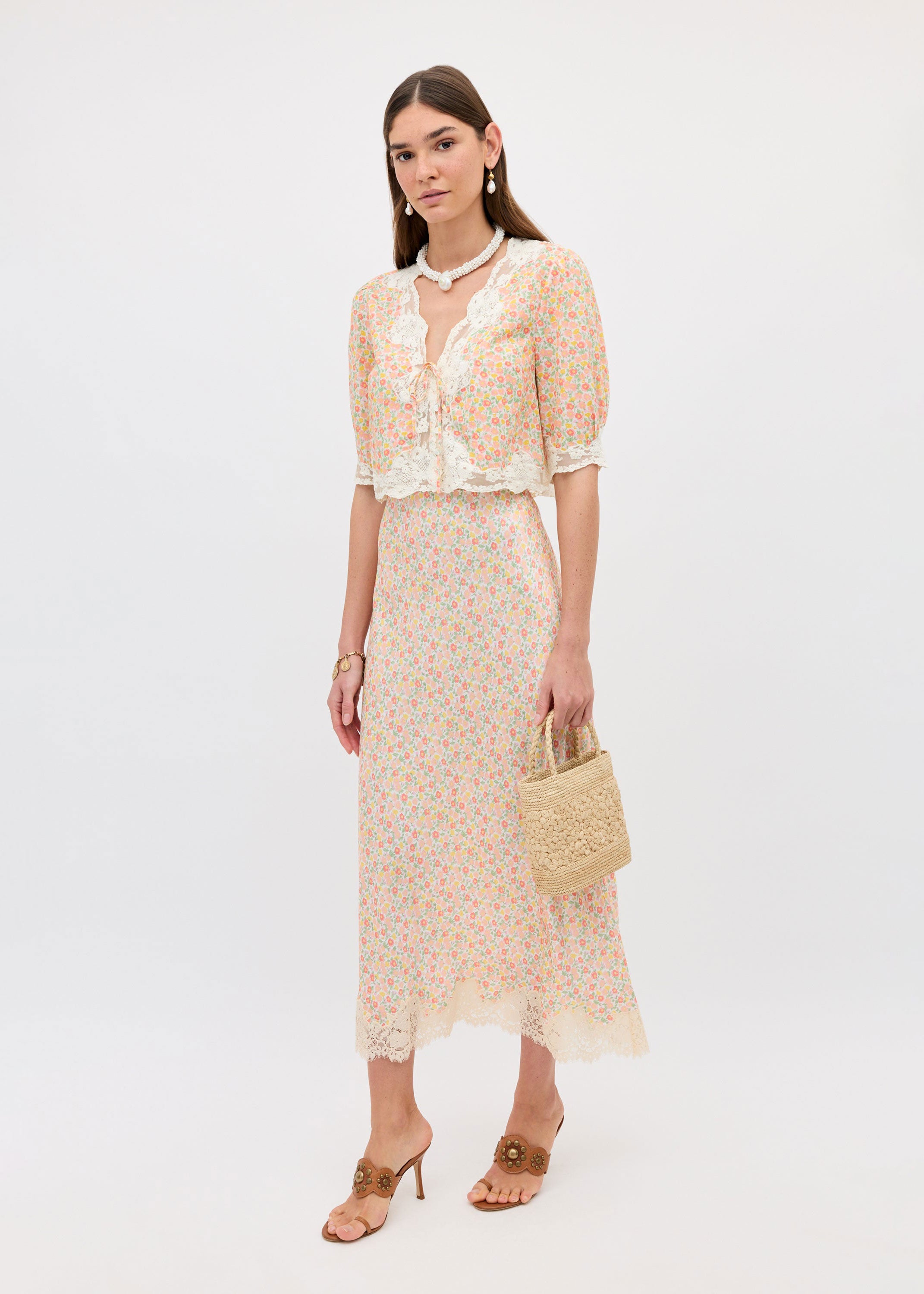 Rixo Matilde Skirt - Katie Floral Cream