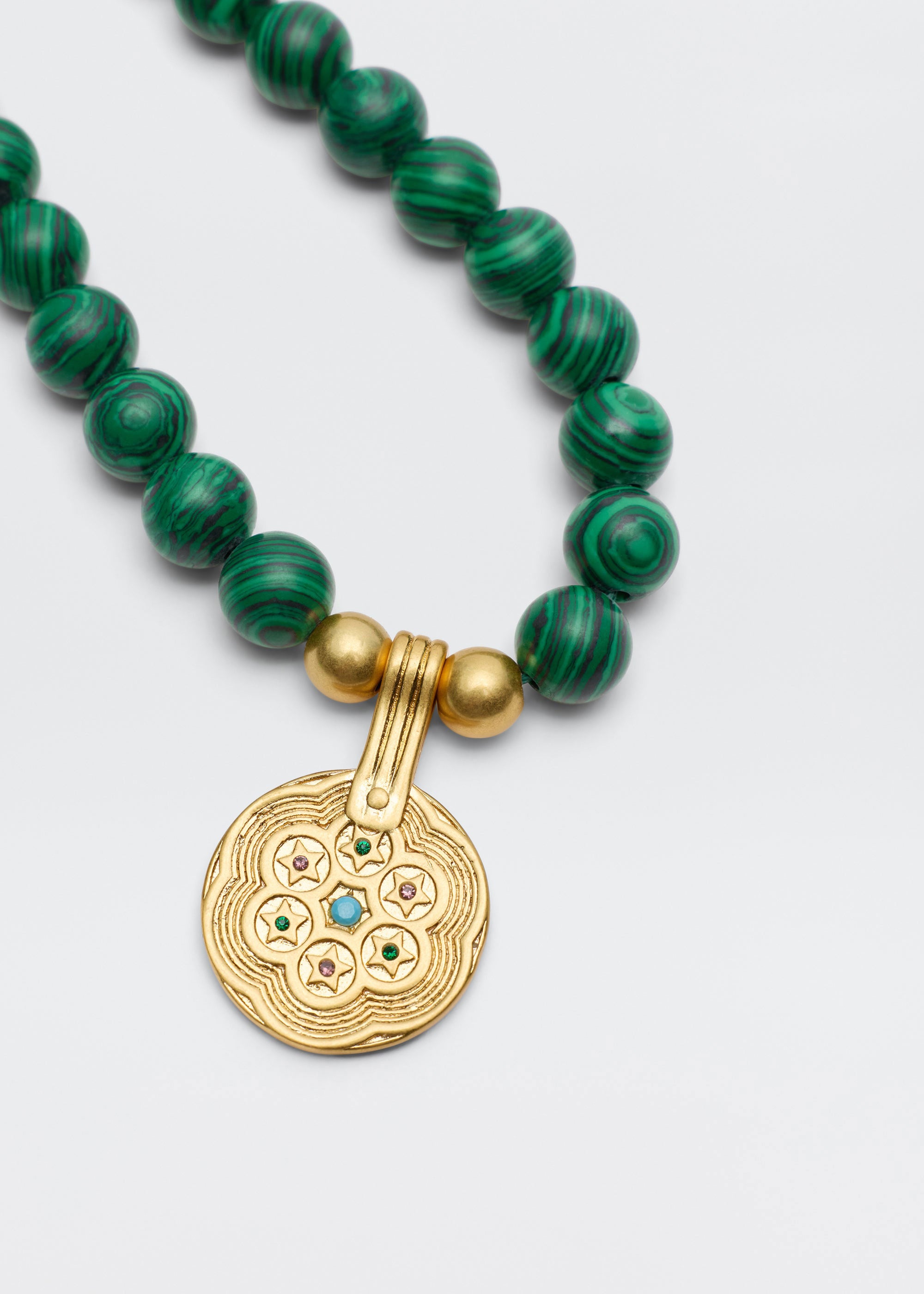 Rixo Ischia Gold-Plated Necklace - Green