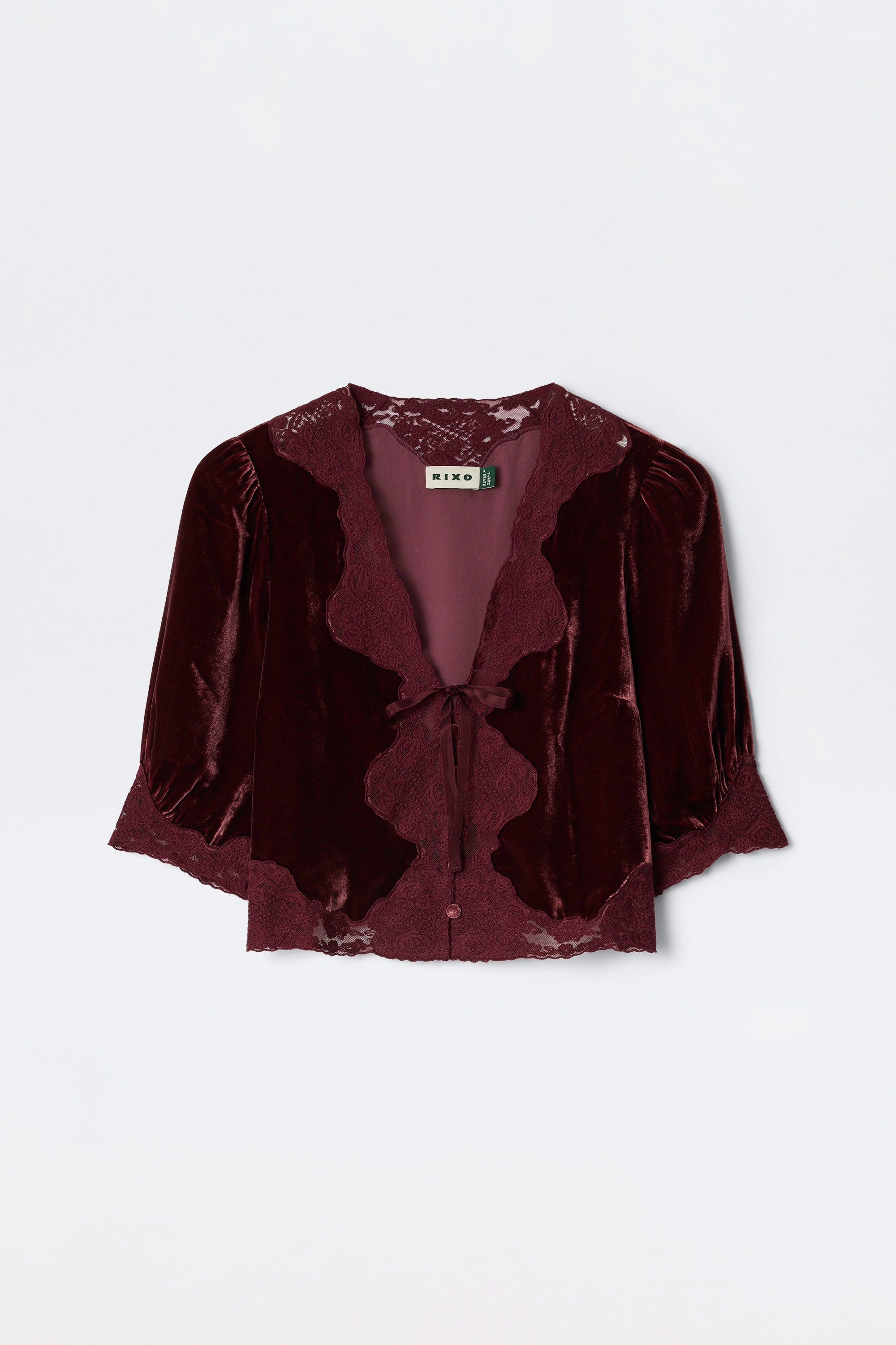 Rixo Ursula Silk-Velvet Top - Bordeaux